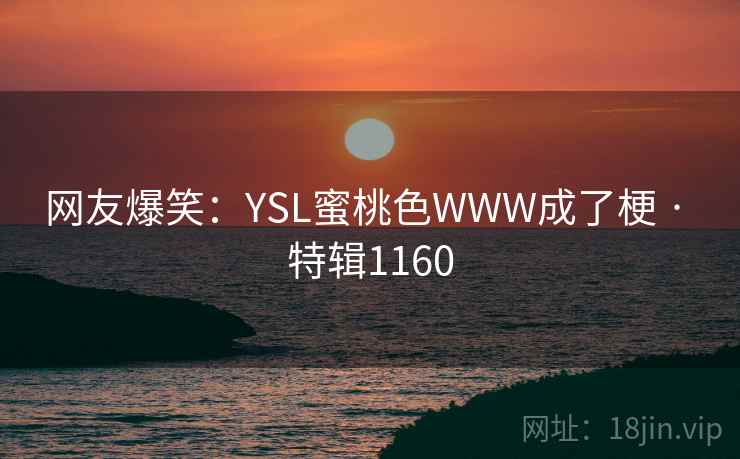 网友爆笑：YSL蜜桃色WWW成了梗 · 特辑1160